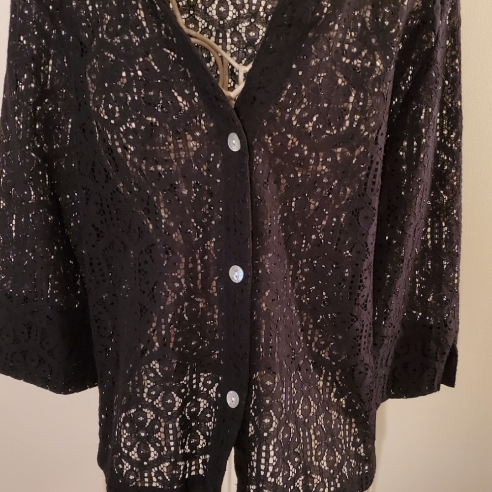 Ruby Rd. Lace Button Down Top - Picture 3 of 10